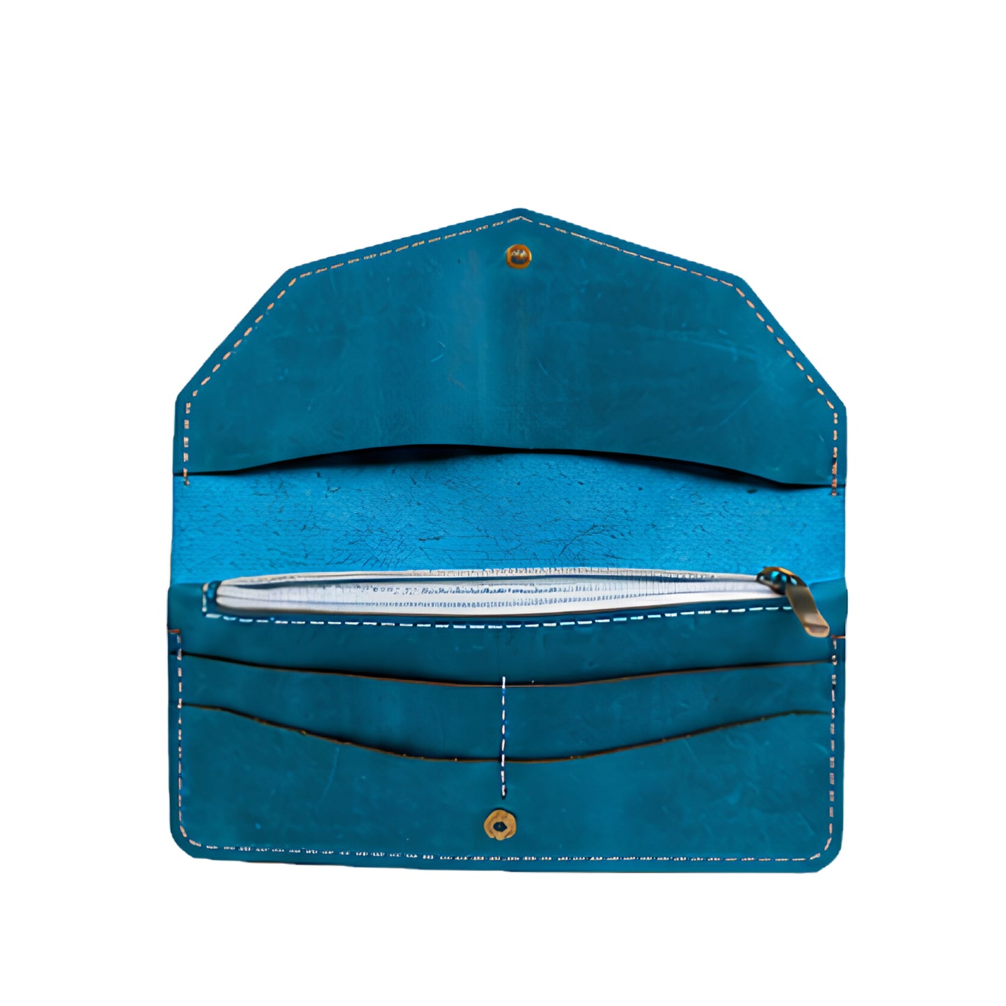 Azure Leaf Leather Clutch