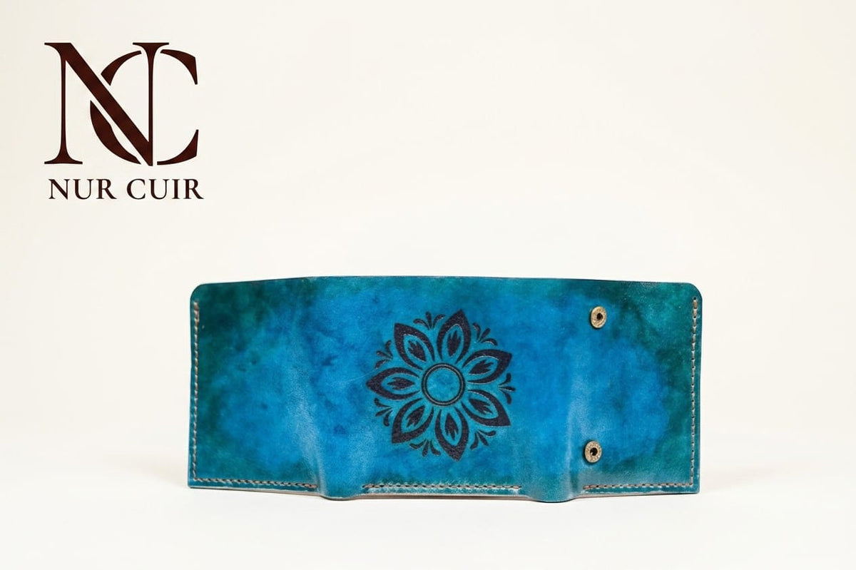 Azure Bloom Leather Wallet