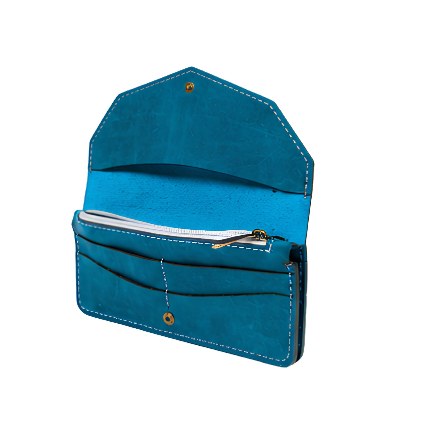 Azure Butterfly Leather Clutch