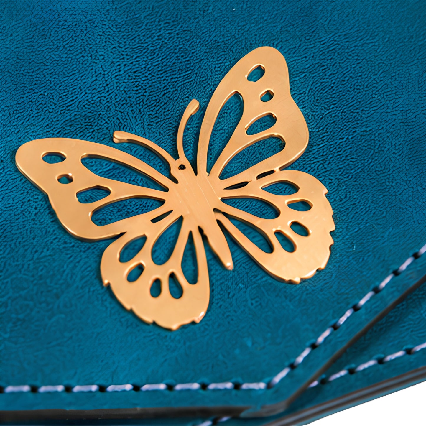Azure Butterfly Leather Clutch