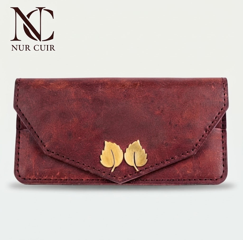 Autumn Leaf Leather Clutch