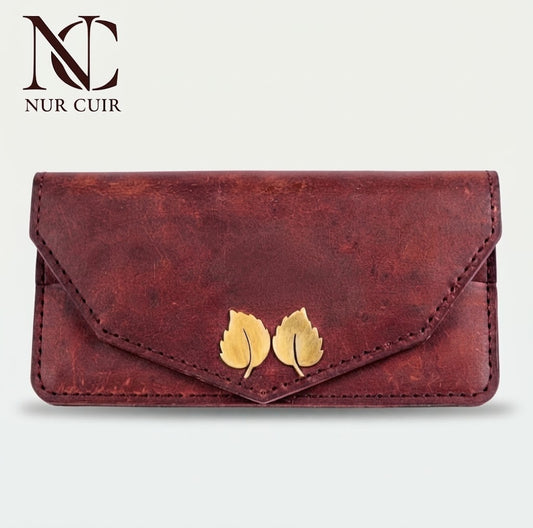Autumn Leaf Leather Clutch