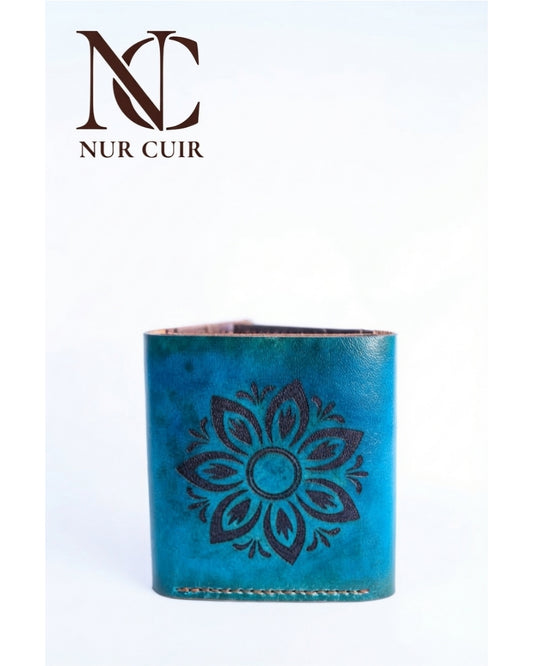 Azure Bloom Leather Wallet