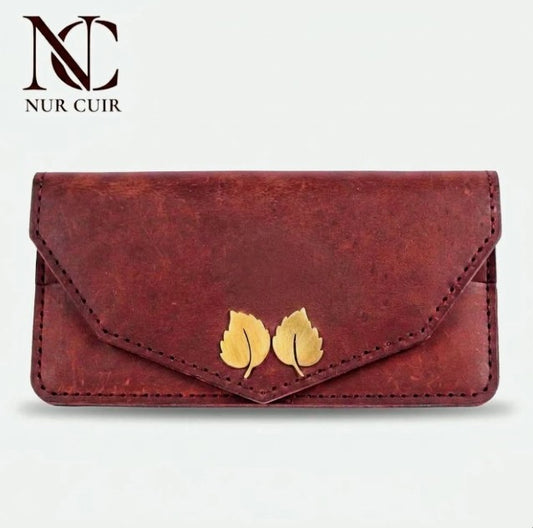 Autumn Leaf Leather Clutch