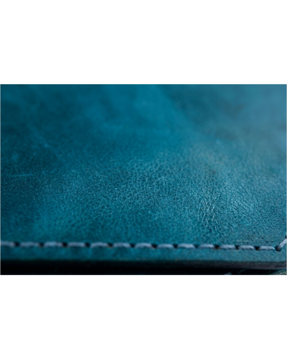 Azure Leaf Leather Clutch
